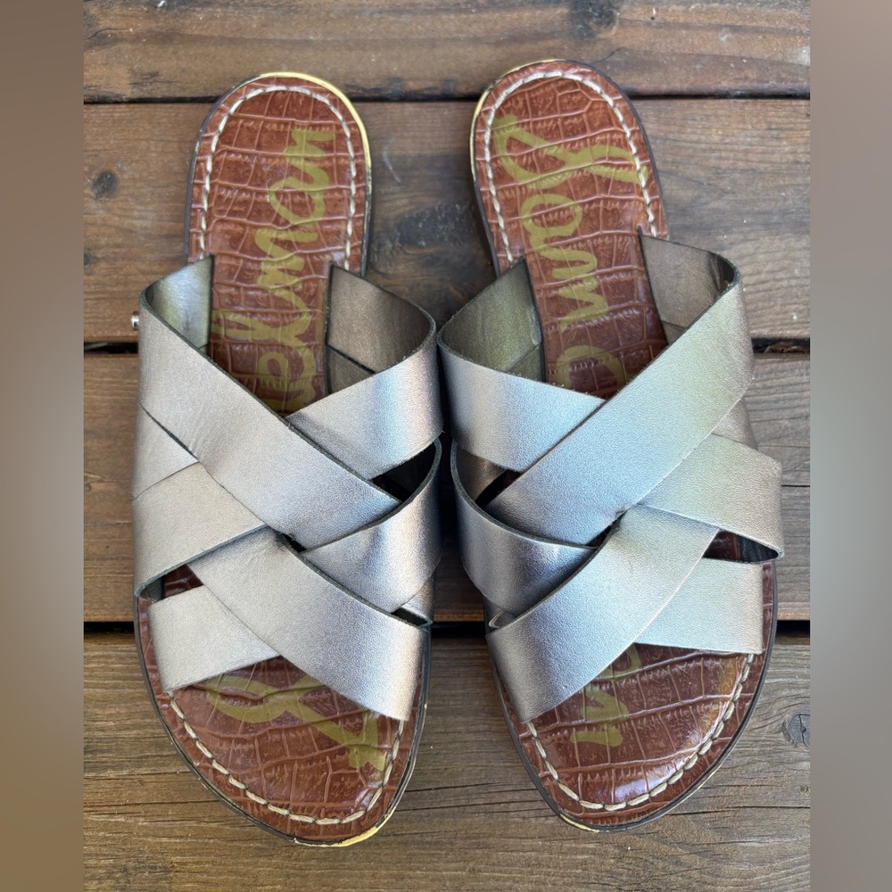 Sam Edelman Metallic Slide Sandals sz 6.5